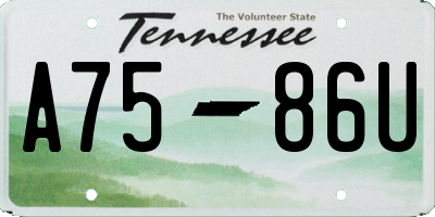 TN license plate A7586U