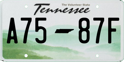 TN license plate A7587F