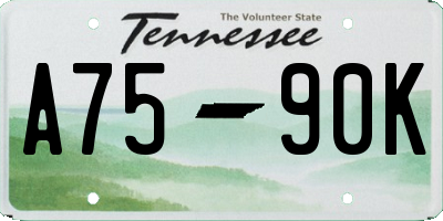 TN license plate A7590K