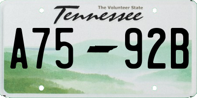 TN license plate A7592B
