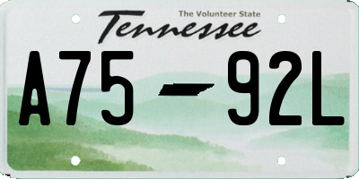 TN license plate A7592L