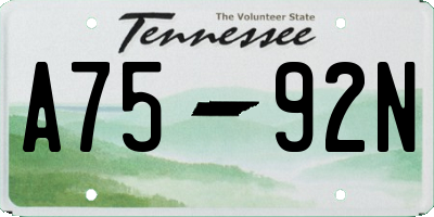 TN license plate A7592N