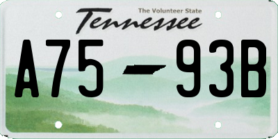 TN license plate A7593B