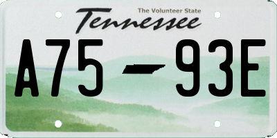 TN license plate A7593E