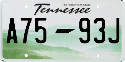 TN license plate A7593J