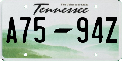 TN license plate A7594Z