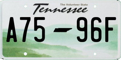 TN license plate A7596F