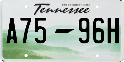 TN license plate A7596H