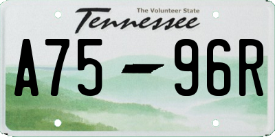 TN license plate A7596R