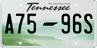 TN license plate A7596S