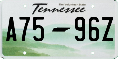 TN license plate A7596Z