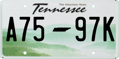 TN license plate A7597K