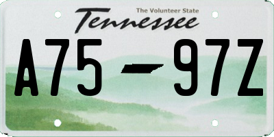 TN license plate A7597Z