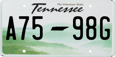 TN license plate A7598G