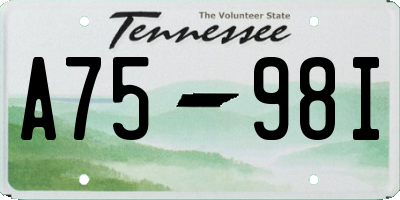 TN license plate A7598I