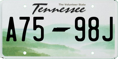 TN license plate A7598J