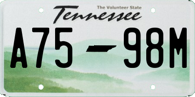 TN license plate A7598M