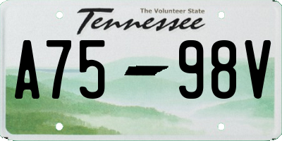 TN license plate A7598V