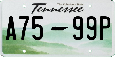 TN license plate A7599P