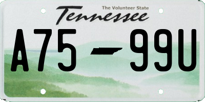 TN license plate A7599U