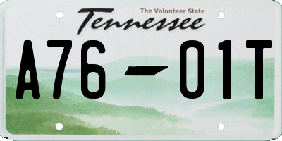 TN license plate A7601T