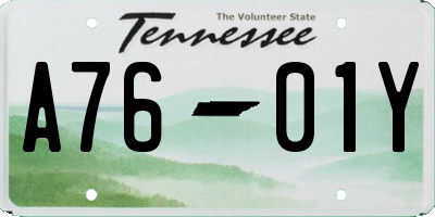 TN license plate A7601Y