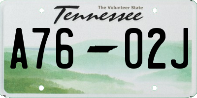 TN license plate A7602J