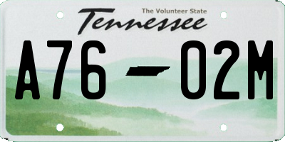 TN license plate A7602M