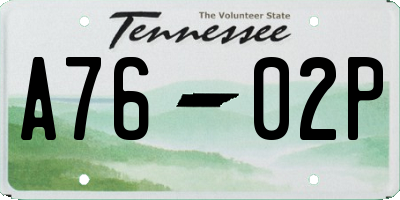 TN license plate A7602P