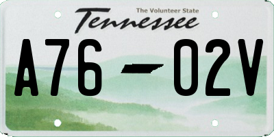 TN license plate A7602V