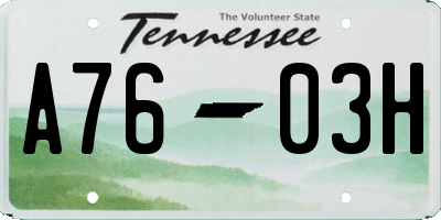 TN license plate A7603H