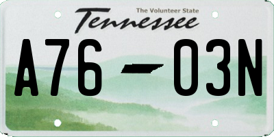 TN license plate A7603N
