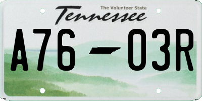 TN license plate A7603R