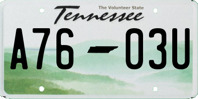 TN license plate A7603U