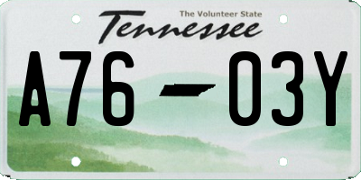 TN license plate A7603Y