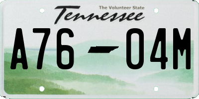 TN license plate A7604M