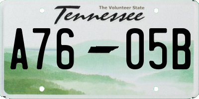 TN license plate A7605B