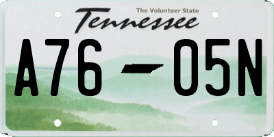 TN license plate A7605N