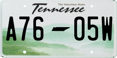 TN license plate A7605W