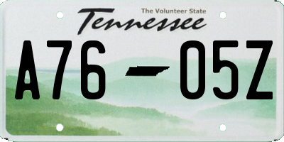 TN license plate A7605Z