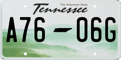 TN license plate A7606G