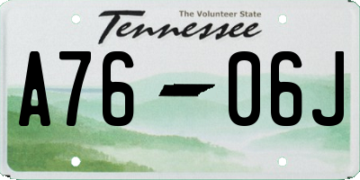 TN license plate A7606J