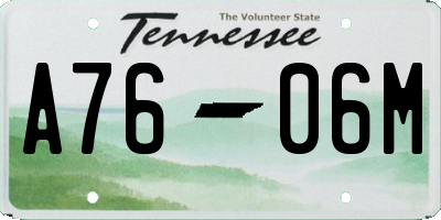 TN license plate A7606M