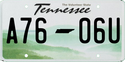 TN license plate A7606U