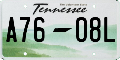 TN license plate A7608L