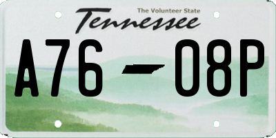 TN license plate A7608P