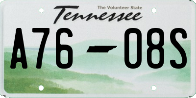 TN license plate A7608S