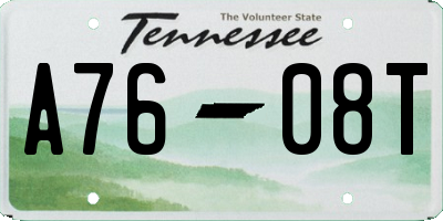 TN license plate A7608T
