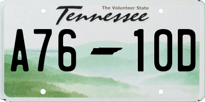 TN license plate A7610D
