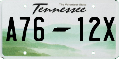 TN license plate A7612X
